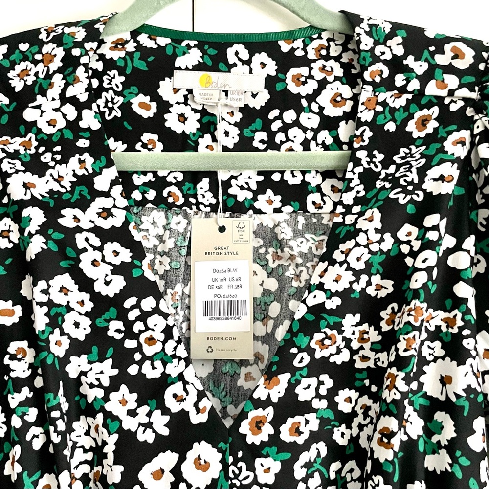 Boden Floral Puff Sleeve Tiered Ruffle Boho Dress Size 6 NWT - Picture 10 of 16